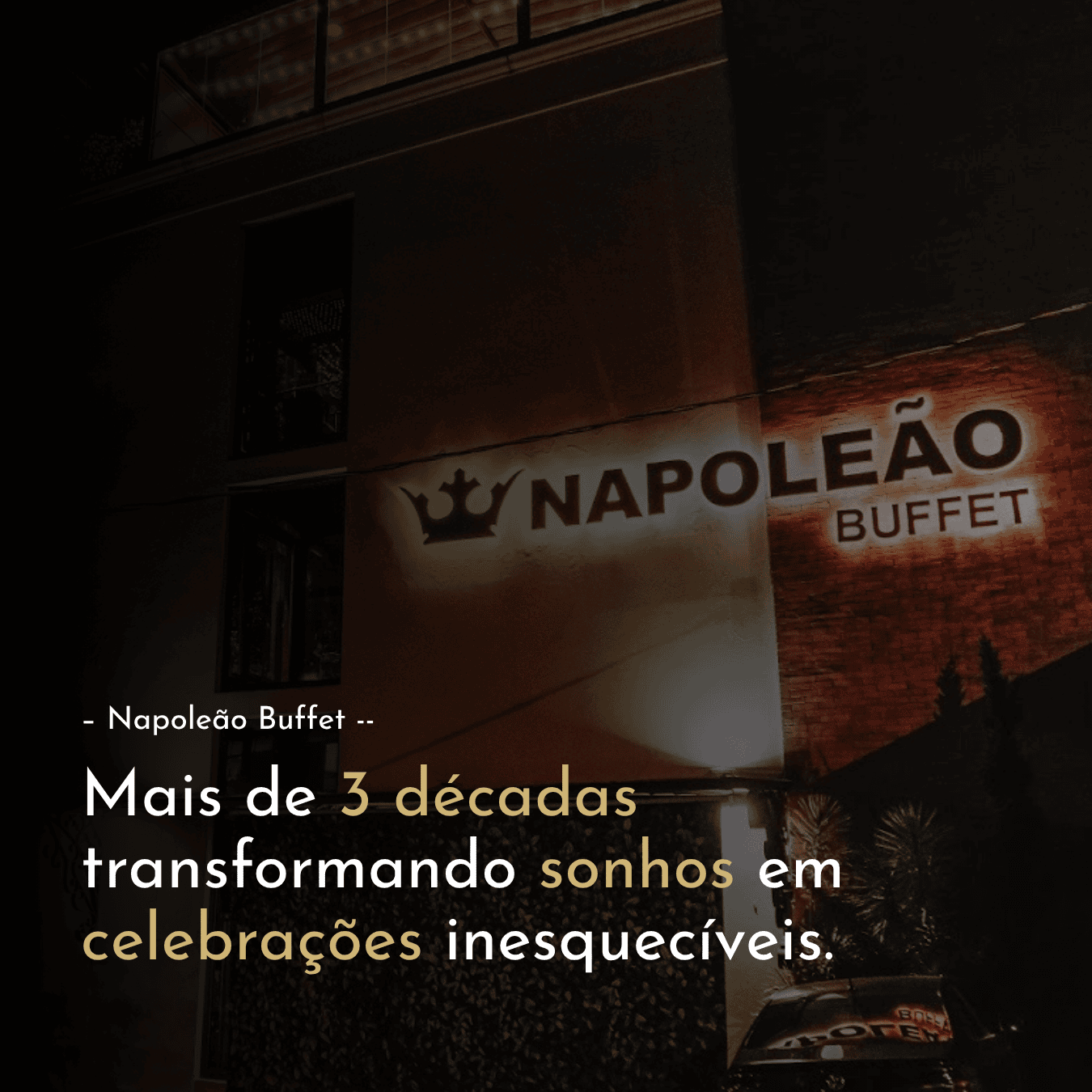 Cardu00e1pio variado para eventos do Napoleu00e3o Buffet.